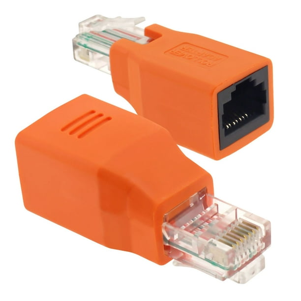 Cat6/Cat5e Ethernet RJ45 Adapter Crossover to Connect 2 Computers with a Standard LAN Cable 